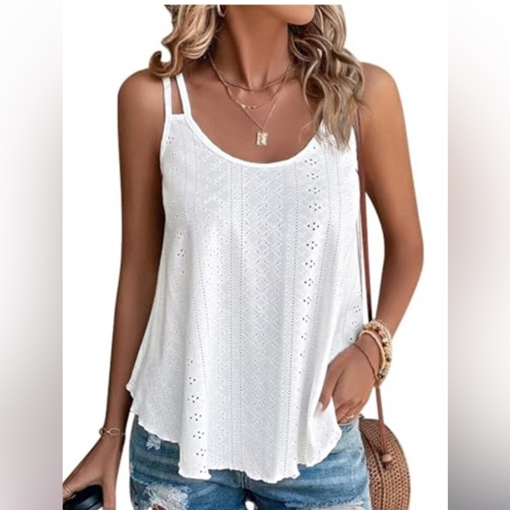 Women's white  Tank Tops Sleeveless Summer Top Spaghetti Strap Spring Shirt